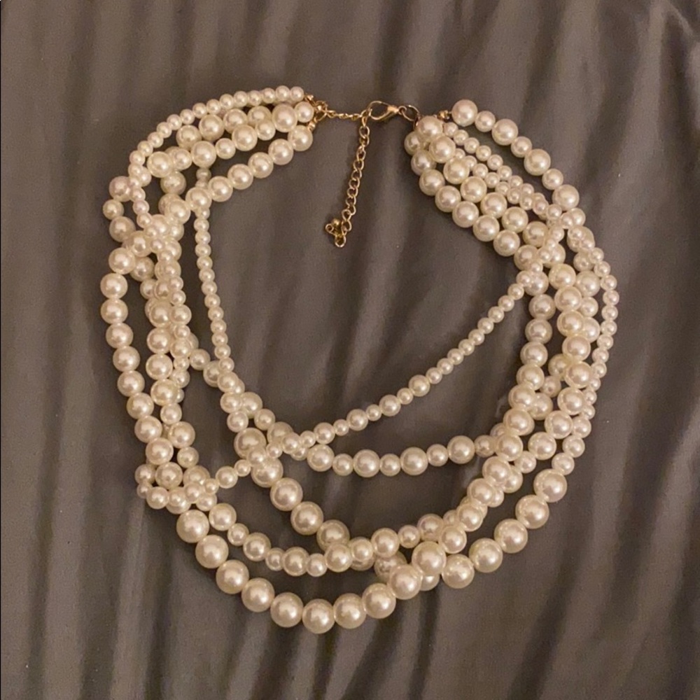 Multi strand pearl statement necklace